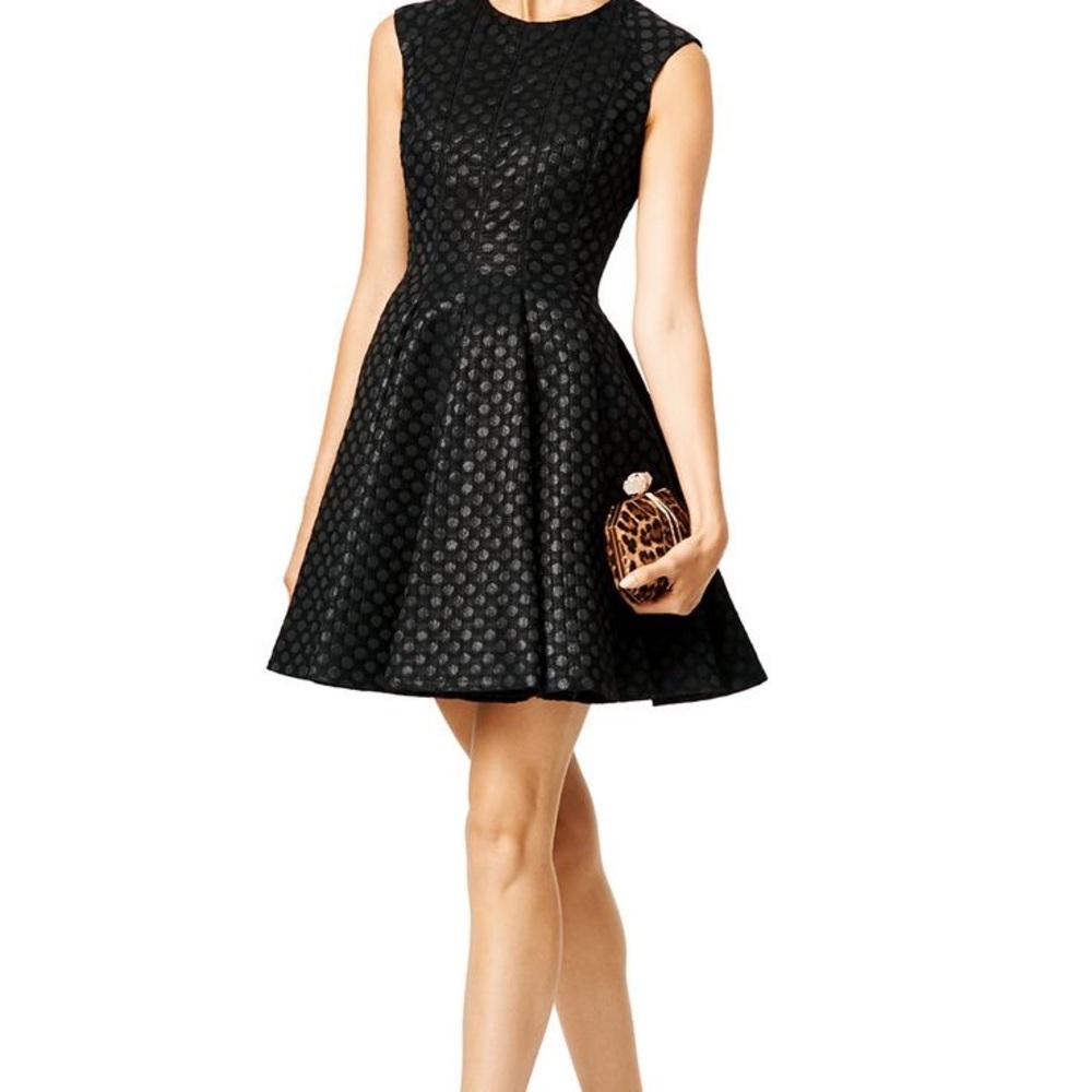 Jill Stuart Dot Your Eyes fit and flare black dress